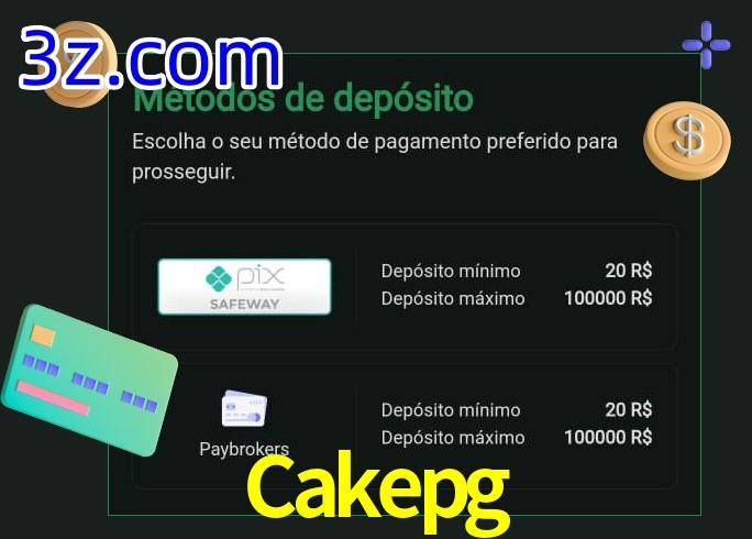 O cassino Cakepg oferece uma grande variedade de métodos de pagamento